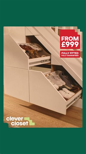 Discover how stylish under stairs storage keeps your shoes neat, tidy, and easy to find. From just £999. | Clever Closet UK | Facebook