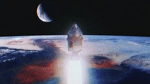 Apollo 11 moon journey vhs style. 3d animation