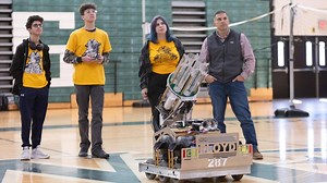 Floyd's robotics club builds device to launch shirts at sporting events