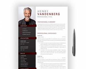 Executive Modern RESUME TEMPLATE for Microsoft Word Modern CV Download Editable Digital Document With Photo - Etsy Canada