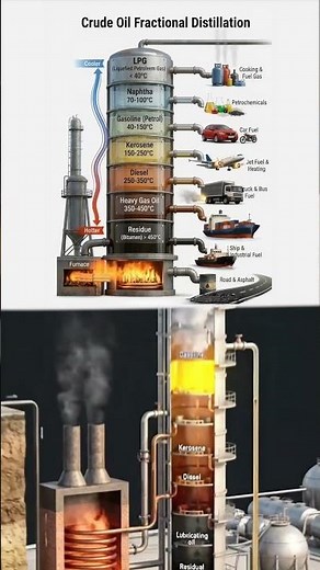 🛢️ CRUDE OIL FRACTIONAL DISTILLATION: From Barrel to Fuel 🚢