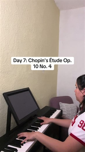 Frédéric Chopin: Étude Op. 10, No. 4 in C-Sharp Minor “Torrent” 🎹 Day 7 of learning this piece: One week down! My first-period professor canceled class today, so I got in a solid couple of hours of practice and spent a full hour just on this. Honestly, I’m shocked I jumped another 10 BPM—hitting 65 today! 🚀 I won’t lie, it’s been frustrating at times (definitely had those moments where I just want to smash the keys), but there’s real progress. I doubt I’ll keep up this 10 BPM pace every day, b
