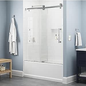 Delta Paxos 60 in. x 62-1/4 in. Frameless Sliding Bathtub Door in Chrome with 5/16 in. (8mm) Tempered Clear Glass, SD5758473