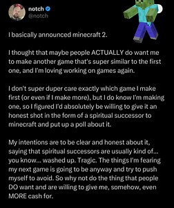 Notch, the creator of #Minecraft has announced he’s making a “spiritual successor” to the original game. | Countdown City Geeks