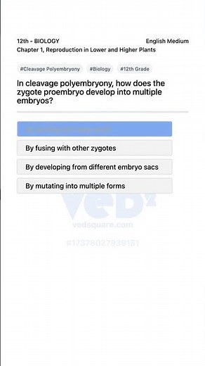 Cleavage Polyembryony in Plants Biology 12th