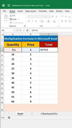 Excel Multiplication formula tricks | How to multiply 2 values in Excel #excel #microsoftexcel