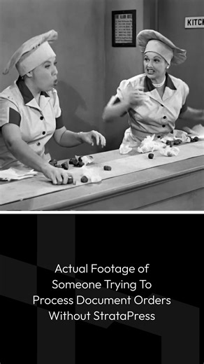Don’t get caught in the neverending conveyor belt of strata docs. TV shows aren’t in black and white anymore - and neither should your document orders. 📺 Book a Demo with StrataPress and experience the best strata technology available, in living colour. 🧡 | StrataPress.com
