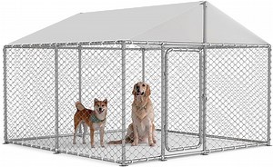 7.5x7.5 Outdoor Dog Kennel Outside Heavy Duty Dog Enclosure with Waterproof UV-Resistant Cover and Security Lock - Walmart.com