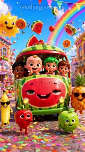Funny Fruits Bus Party 🍓🍎🍌🍍🫐🍉🍊🚌 Cartoon for Kids 2026 💛 Cute AI fruit video animation on TikTok for babies, toddlers, preschool & school children. Dance and sing with happy strawberry 🍓, apple 🍎, banana 🍌, pineapple 🍍 , watermelon 🍉, orange 🍊 and blueberry 🫐 as they ride a colorful party bus together. Educational kids animation full of music, learning, dancing, laughter and family fun. 🍓 Which fruit is your favorite? Tell us in the comments! 💛 #cartoonforkids #kidssong #kidsani