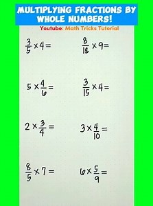 Multiplying Fractions by Whole Numbers‼️ #MathTricksTutorial #mathtrick #basicmath #tutorial #mathhacks #mathematics #reels #maths #mathtricks #viral #trending #math #educational | Math Tricks Tutorial