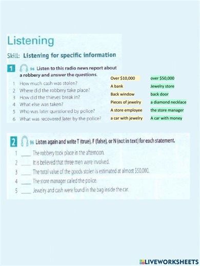 Listening radio news report worksheet