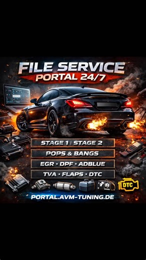 AVM Car Performance GmbH on Instagram: "🚀 FILE SERVICE PORTAL 24/7 – AVM TUNING Du brauchst schnelle, zuverlässige und leistungsstarke Tuningfiles? Unser Fileservice Portal liefert dir rund um die Uhr Zugriff auf professionelle Lösungen – egal wann, egal wo. 💻 Unsere Leistungen: ✔ Stage 1 & Stage 2 ✔ Pops & Bangs ✔ EGR OFF ✔ DPF OFF ✔ AdBlue OFF ✔ TVA & Flaps Anpassung ✔ DTC OFF Perfekt für Werkstätten, Tuner und Händler, die auf Qualität und Geschwindigkeit setzen. 🌐 Direkt ins Portal: 👉 po