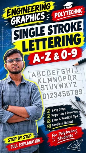 Single Stroke Lettering A-Z & 0-9 | Engineering/ #exam