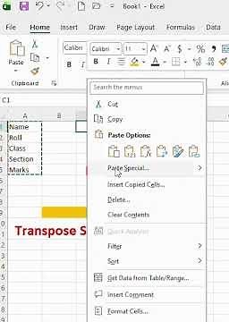 Excel Transpose Rows to Columns & Columns to Rows | Easy Excel Tutorial #excel #microsoftoffice