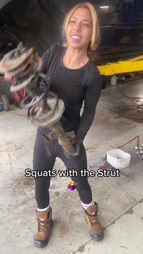 Empowering Female Car Mechanic Squats with the Strut