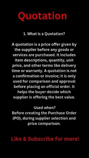 What Is a Quotation? | Store Keeper & Warehouse Interview Question 2025 #storekeeper #shorts