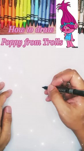 How to draw Poppy from trolls #trollsworldtour #kidsoftiktok #cutedrawing #tiktokartist #artsharers #easydrawing