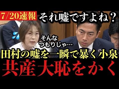共産田村。国会答弁中に事実と違う発言をし小泉に指摘される【最新 ライブ配信 政治 高市首相 速報】