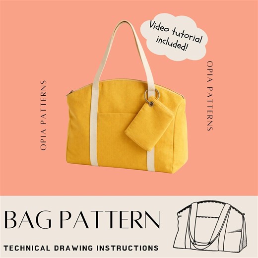Large Beach Tote Bag Pattern | Zippered Travel Hobo Bag (A4 Printable) - Etsy