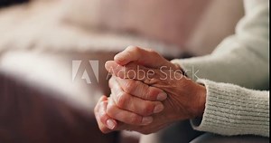 Therapy, patient and hands in consultation for anxiety, discussion and recovery support for mental health. Psychology, person and gesture movement in counseling for share trauma, progress and healing