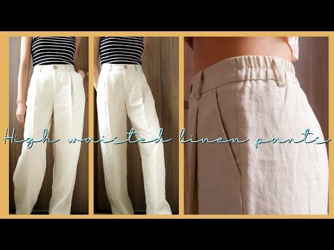 DIY High Waisted Wide Leg Pants / Elastic Back Pants / Elastic Back Linen Pants