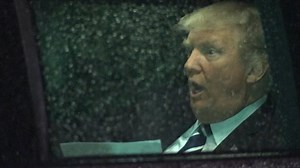 Donald Trump practices Congress speech in the back of The Beast