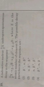 23. A radioactive nucleus ZA​X undergoes spontaneous decay in t... | Filo