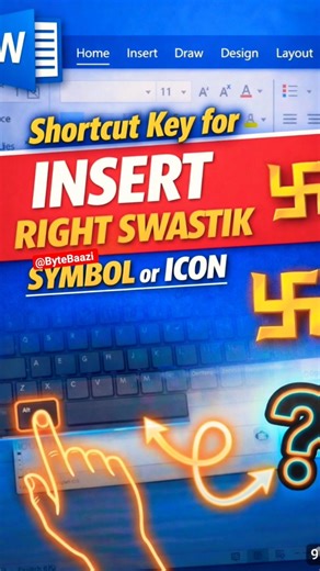 MS Word Shortcut Key | Swastik Symbol | MS Word Symbol Code #computereducation #bytebaazi