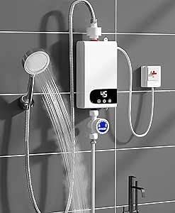 Instant Water Heater Bathroom Kitchen Wall Mounted LCD Water Heater for Bathroom Hot Water Shower and Home Kitchen Heating