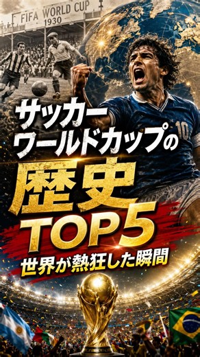サッカーワールドカップの歴史TOP5 #一分でわかる #プチ知識 #解説 #www #歴史 #学び #ワールドカップ #サッカー