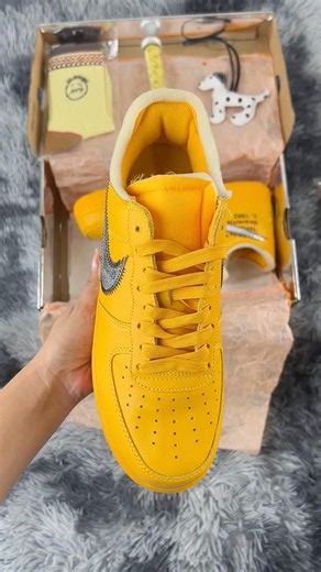 Off-White Nike Air Force Base Yellow. #sneakers #fashion #shopping #viral #nike #nikesb
