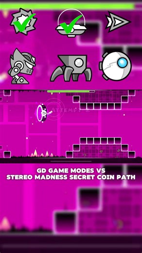 GD game modes vs stereo madness secret coin path #gd#geometrydash