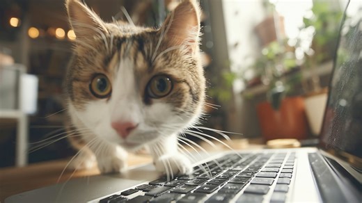 Funny Cat, Cat On Laptop, Cat Keyboard. Free Stock Video