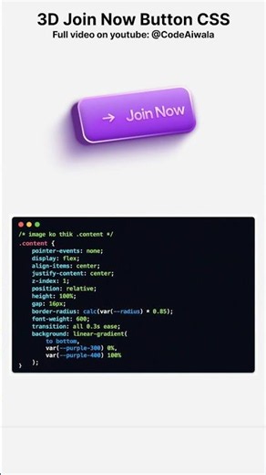 #video #css #uiux 3D Join Now Button Using Pure CSS | Viral UI Design #programming #webdesign #tech