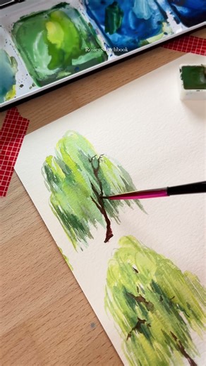 Willow Tree Painting #artshorts #arttutorial #watercolorpainting 
