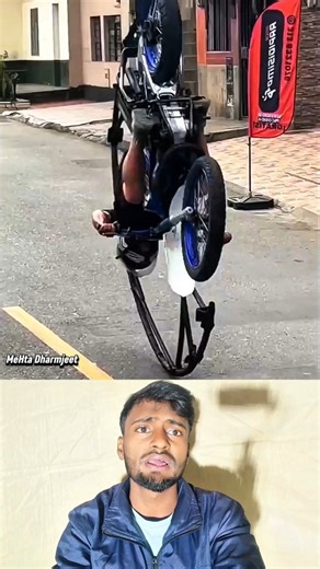 Mehta Dharmjeet on Instagram: "The Bike that REFUSES to Fall! 🏍️🔄 Genius or Crazy?" Is this the future of bike safety or just a crazy invention? 🤯🛠️. This rider created a custom bike with a massive hoop structure designed to prevent it from flipping over during stunts!. Whether he's hitting the brakes hard or doing a wheelie, the bike stays balanced. His friends might laugh, but you can't deny the engineering brilliance! 🛠️🔥 Would you trust this bike for your daily commute? Tell us in the 