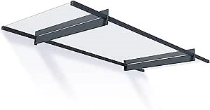 Palram - Canopia Nancy 7' x 3' 2050 Window & Door Awning for Door Entrance, High-End Polycarbonate Patio Canopy with Clear Panels, UV Protection, Modern Gray Metal Frame, Weather Resistant Overhang