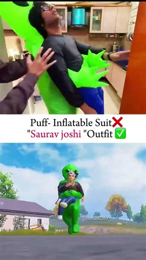 Puff Inflatable Suit Challenge Gone Wrong in BGMI! 😂 @souravjvlogs Outfit Better? #BGMI