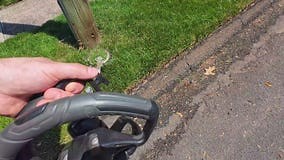 Gas Trimmer with Rotary Scissor Attachment Trimming Grass Along Suburban Sidewalk Curb Stock Video - Video of lawn, grass: 320201371
