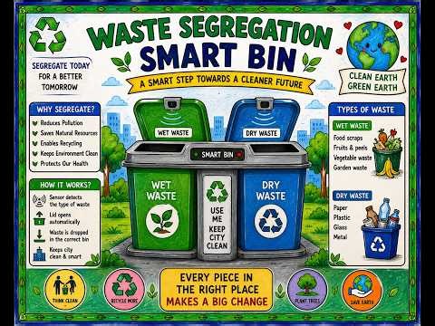 Waste Segregation Smart Bin Project ♻️🗑️ | Easy School Science Project | Chart Making & Colouring