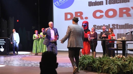 See the winning moment where Union High School World History Teacher Dr. Cory Davis was announced as the Union Public Schools District Teacher of the Year for 2025-26 during a ceremony at the Performing Arts Center! Watch this video on YouTube - https://youtu.be/ESovRru81TE Watch the entire celebration - https://youtu.be/RhrI3Dr71N4 | Union Public Schools - Tulsa, OK