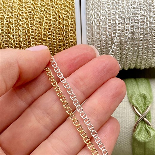 Mariner Chain by the Foot for Permanent Jewelry - 14kt Gold Filled and Sterling Silver - Gucci Anchor Chain 2.85mm - USA Made - C33 - Etsy