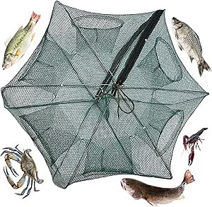 Fishing Net Trap Foldable Fishing Bait Trap Portable Crab Net Fish Minnow Crab Crayfish Crawdad Shrimp Net 6 Holes Crayfish Cast Mesh Trap