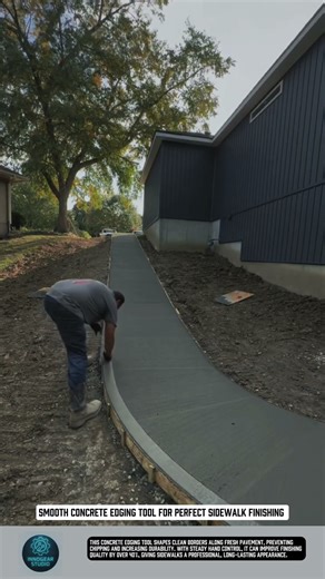 Smooth concrete edging tool for perfect sidewalk finishing #tools