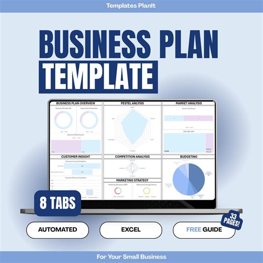 Excel Business Plan Template for Small Business Owner and Business Planning Financial Marketing Strategy Dashboard Editable Startup Planner - Etsy