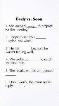 Early vs Soon | Stop Mixing Them Up | Learn the Difference Fast with Real Examples | English Shorts!