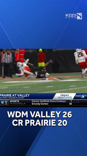 Iowa high school football playoff highlights: Valley 26, Cedar Rapids Prairie 20. More highlights: https://bit.ly/4nA7Mi2 | KCCI