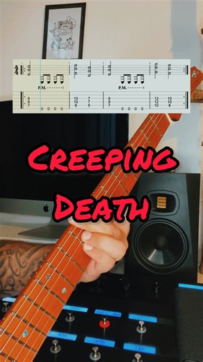 🎸 Attention all Metallica fans! 🎶 Let’s play my favorite part of „Creeping Death“! Put it on loop—it’s the perfect exercise on the guitar, even for beginners! Have fun with the tabs! 🤘 #guitar #metallica #music #guitarist #metal | Pascal Umiker
