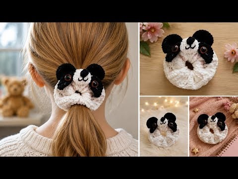Cute panda 🐼 hair scrunchie [ step by step for beginners to pro level 👌 