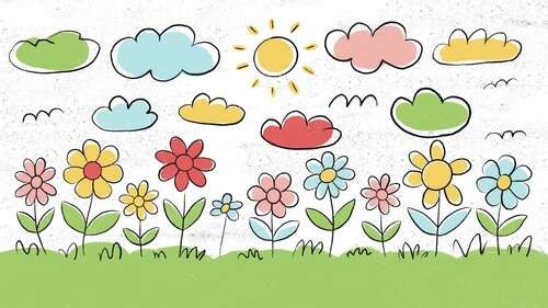 Hand-Drawn Spring Landscape Animated Background